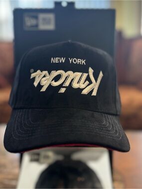 New York Knicks All Suede SnapBack Hat Custom Made ByATG LA Inverted Knicks Logo